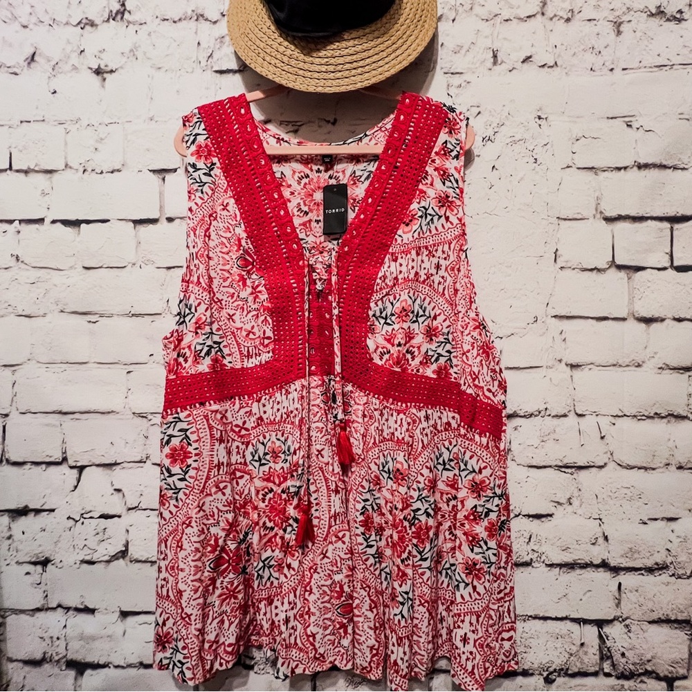 Chic Boho Red Floral Top